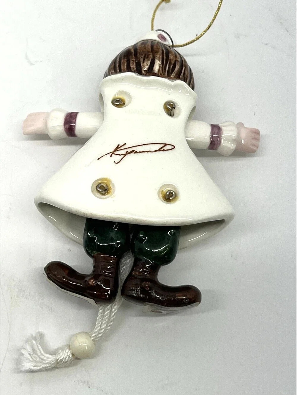 3 Schmid Ceramic Porcelain Pull String Dancing Clown Clowns 1991 Ornament Figure
